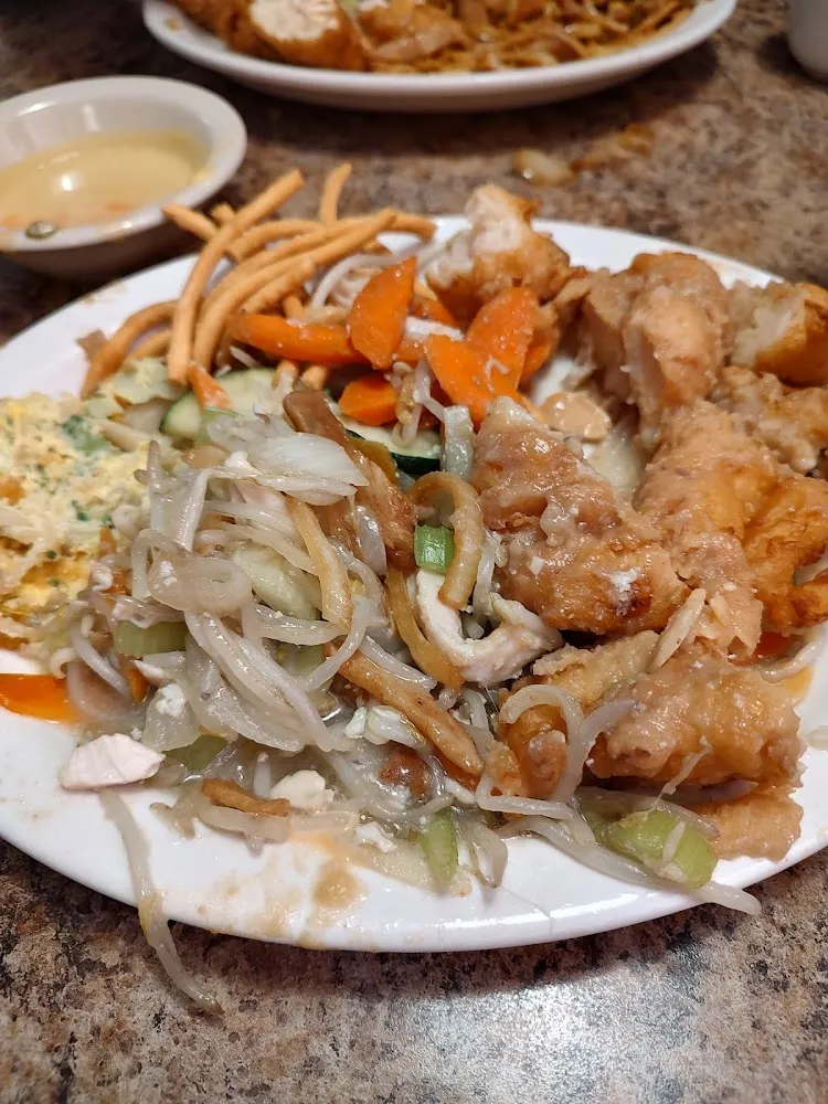 4 Almond Chicken Egg Foo Young Chow Mein